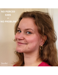 Traveller Clip-on Earrings - Drop Earrings - Platinum & 22ct Gold plated - Double Hoop - Bicolour - 33x14 mm - 157232