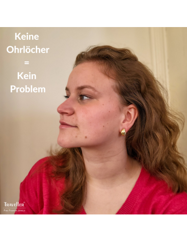 Traveller Ohrclips - Goldfarbe - Preciosa Kristalle - Tropfen - 22kt Vergoldet - 15x10 mm - 157486