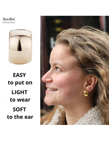 Traveller Clip-on Earrings - Gold coloured - Shiny - 22ct Gold plated - Half hoops - 18 mm - 138009