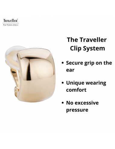 Traveller Clip-on Earrings - Gold coloured - Shiny - 22ct Gold plated - Half hoops - 18 mm - 138009