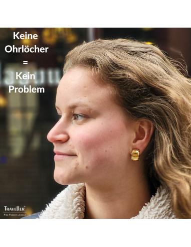 Traveller Ohrclips - Goldfarbe - Glänzend - Halbcreole - 22kt vergoldet - 18 mm - 138009