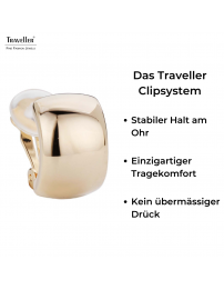 Traveller Ohrclips - Goldfarbe - Glänzend - Halbcreole - 22kt vergoldet - 18 mm - 138009