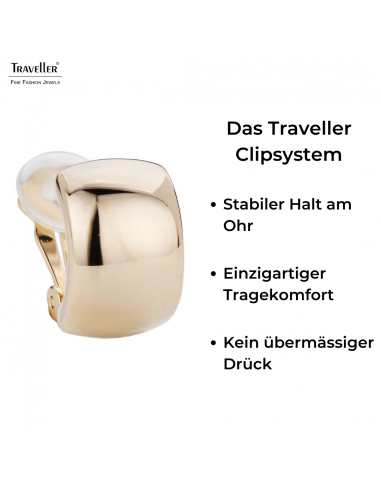 Traveller Ohrclips - Goldfarbe - Glänzend - Halbcreole - 22kt vergoldet - 18 mm - 138009