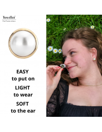 Traveller Clip-on Earrings - Pearls - 10 mm - White - Gold coloured - 22ct Gold plated - 113364