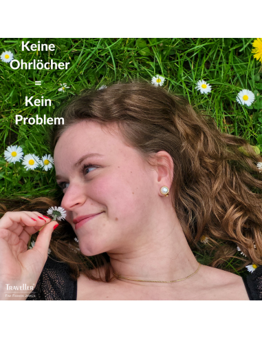 Traveller Ohrclips - Perle - 10 mm - Weiss - Goldfarbe - 22kt Vergoldet - 113364