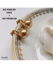 Traveller Clip-on Earrings - 22ct Gold Plated - Pearls - 10 mm - Bronze - 15x10 mm - 706010