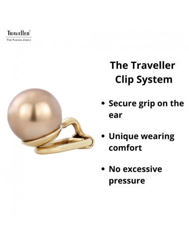 Traveller Clip-on Earrings - 22ct Gold Plated - Pearls - 10 mm - Bronze - 15x10 mm - 706010