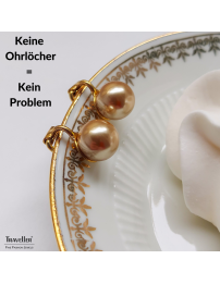Traveller Ohrclips - 22kt Vergoldet - Perle - 10 mm - Bronze - 15x10 mm - 706010
