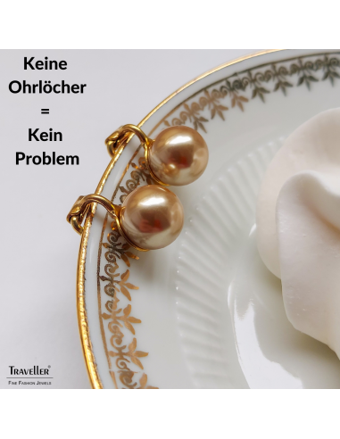Traveller Ohrclips - 22kt Vergoldet - Perle - 10 mm - Bronze - 15x10 mm - 706010