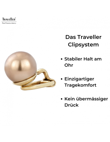 Traveller Ohrclips - 22kt Vergoldet - Perle - 10 mm - Bronze - 15x10 mm - 706010