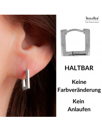 Traveller Creolen - Edelstahl - Silberfarbe - Rechteck - 12 mm - 181251