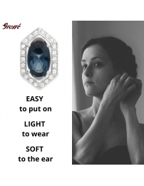 Grossé Earrings - Jelly Beans - Silver Coloured - Crystal - Blue - Platinum Plated - 15x9 mm - GA61729P