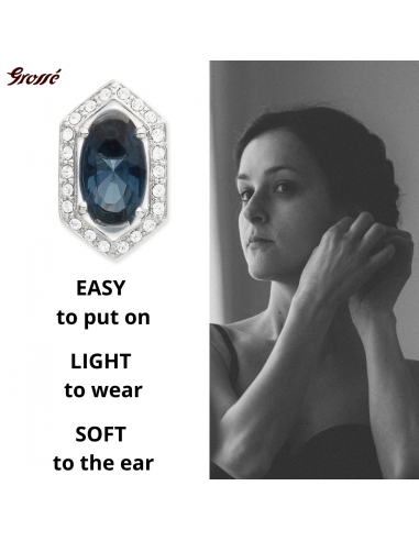 Grossé Earrings - Jelly Beans - Silver Coloured - Crystal - Blue - Platinum Plated - 15x9 mm - GA61729P