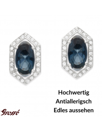 Grossé Ohrstecker - Jelly Beans - Silberfarbe - Kristalle - Blau - Platiniert - 15x9 mm - GA61729P