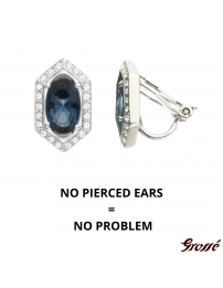 Grossé Clip-on Earrings - Jelly Beans - Silver Coloured - Crystal - Blue - Platinum Plated - 15x9 mm - GA61730P