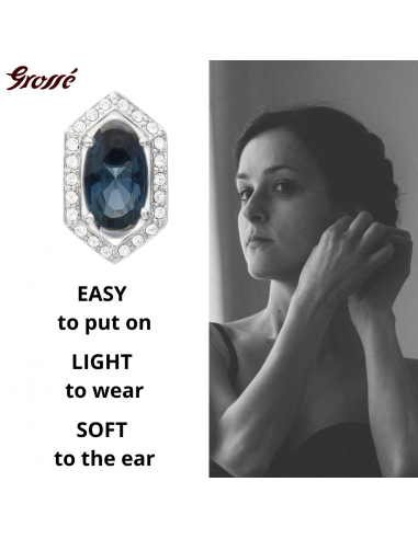 Grossé Clip-on Earrings - Jelly Beans - Silver Coloured - Crystal - Blue - Platinum Plated - 15x9 mm - GA61730P