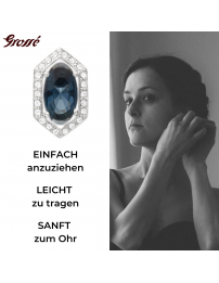 Grossé Ohrclips - Jelly Beans - Silberfarbe - Kristalle - Blau - Platiniert - 15x9 mm - GA61730P