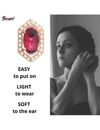 Grossé Earrings - Jelly Beans - Gold Coloured - Crystal - Red - Gold Plated - 15x9 mm - GA61731