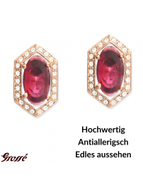 Grossé Ohrstecker - Jelly Beans - Goldfarbe - Kristalle - Rot - Vergoldet - 15x9 mm - GA61731