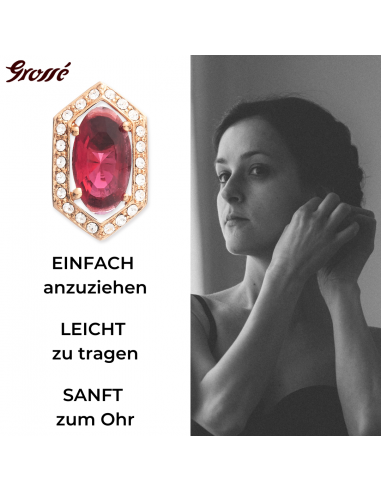 Grossé Ohrclips - Jelly Beans - Goldfabe - Kristalle - Rot - Vergoldet - 15x9 mm - GA61732