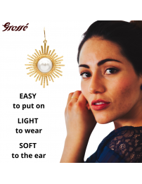 Grossé Drop Eaarings - Future Floral - Gold Coloured - Pearl - White - Gold Plated - 47x30 mm - GJ64780