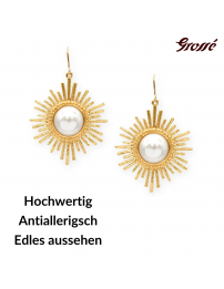 Grossé Ohrhänger - Future Floral - Goldfarbe - Perle - Weiss - Vergoldet - 47x30 mm - GJ64780