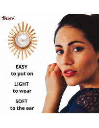 Grossé Earring - Future Floral - Gold Coloured - Pearl - White - Gold Plated - 25x20 mm - GJ64778