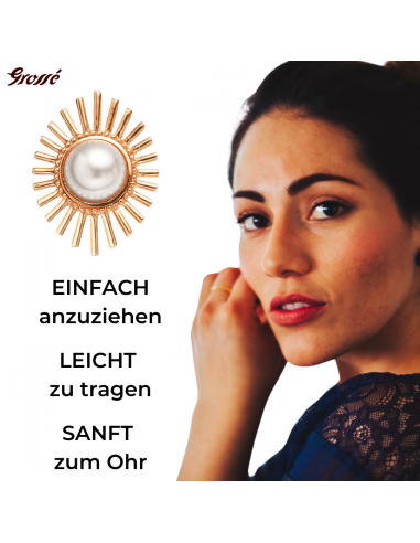 Grossé Ohrstecker - Future Floral - Goldfarbe - Perle - Weiss - Vergoldet - 25x20 mm - GJ64778