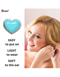 Grossé Earrings - Pop Heart - Silver Coloured - Enamel - Light Blue - Platinum Plated - Ø 7 mm - GA61744