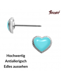 Grossé Ohrstecker - Pop Heart - Silberfarbe - Emaille - Hell Blau - Platinieert - Ø 7 mm - GA61744