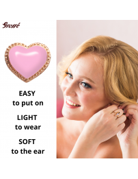 Grossé Earrings - Pop Heart - Gold Coloured - Enamel - Pink - Gold Plated - Ø 7 mm - GA61746