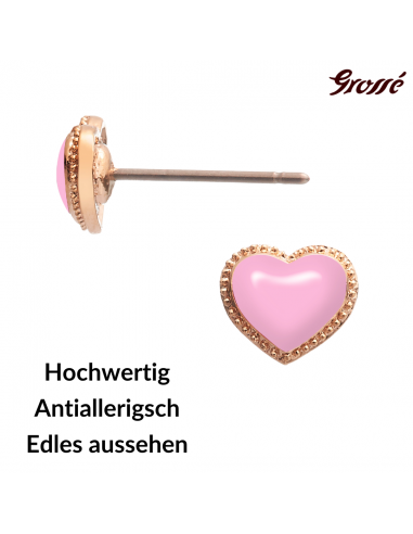 Grossé Ohrstecker - Pop Heart - Goldfarbe - Emaille - Rosa - Vergoldet - Ø 7 mm - GA61746