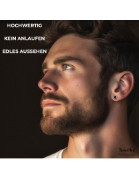 Traveller Ohrringe - Herren - Made in Germany - Edelstahl - Schwarz&Silber - Rund 6 mm - Nachhaltig - 171002