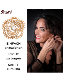 Grossé Ohrclips - Parfum Rose - Goldfarbe - Kristalle - Vergoldet - 18 mm - Blüme - GJ64248