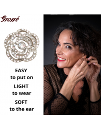 Grossé Clip-on Earrings - Parfum Rose - Silver Coloured - Crystals - Platinum Plated - 18 mm - Flower - GJ64490P