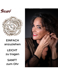 Grossé Ohrclips - Parfum Rose - Silberfarbe - Kristalle - Platiniert - 18 mm - Blüme - GJ64490P