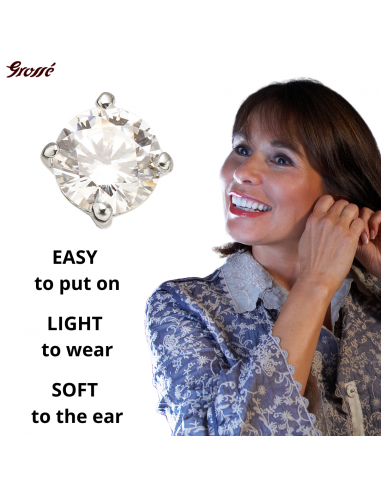 Grossé Earrings - Aristocratic - Silver Coloured - Zirconia - Platinum Plated - Ø 6 mm - GJ63210P 