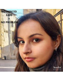 Traveller Clip-on Earrings - Silver coloured - Preciosa Crystals - Half hoop shaped - Platinum plated - 15x3 mm - 157322