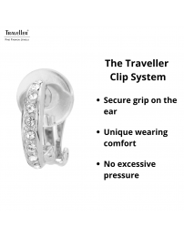 Traveller Clip-on Earrings - Silver coloured - Preciosa Crystals - Half hoop shaped - Platinum plated - 15x3 mm - 157322
