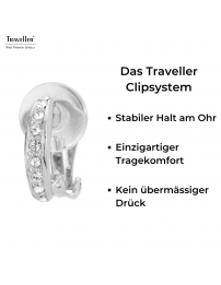 Traveller Ohrclip - Silverfarbe - Preciosa Crystals  - Halb Creole - Platiniert - 15x3 mm - 157322