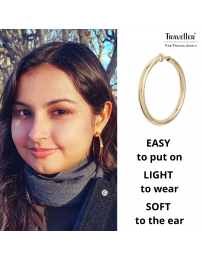 Traveller Clip-on Earrings - Hoops - Gold coloured - 50 mm - 22ct Gold plated - 157500