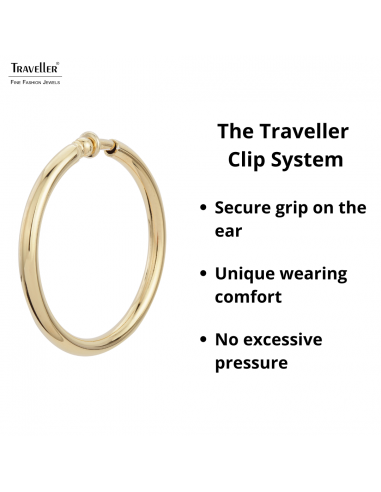 Traveller Clip-on Earrings - Hoops - Gold coloured - 50 mm - 22ct Gold plated - 157500