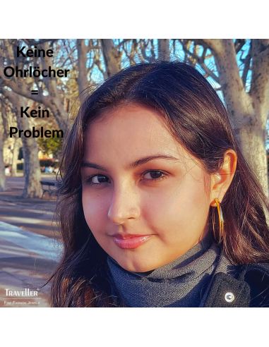 Traveller Ohrclips - Creolen - Goldfarbe - 50 mm - 22kt Vergoldet - 157500