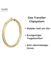Traveller Ohrclips - Creolen - Goldfarbe - 50 mm - 22kt Vergoldet - 157500