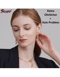 Grossé Ohrclip - Hänger - Tourbillon - Goldfarbe - Kristall - 50x20 mm - 22ct vergoldet - GJ64362