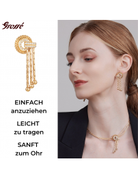 Grossé Ohrclip - Hänger - Tourbillon - Goldfarbe - Kristall - 50x20 mm - 22ct vergoldet - GJ64362