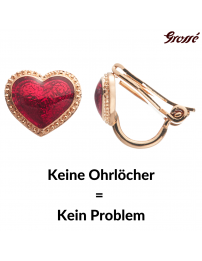 Grossé Ohrclips - Pop Heart - Goldfarbe - Emaille - Rot - Vergoldet - 8x7 mm - GA61738