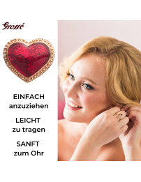 Grossé Ohrclips - Pop Heart - Goldfarbe - Emaille - Rot - Vergoldet - 8x7 mm - GA61738