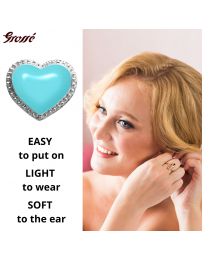 Grossé Clip-on Earrings - Pop Heart - Silver Coloured - Enamel - Light Blue - Platinum Plated - 8x7 mm - GA61745