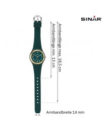 Sinar Armbanduhr - Analog - Wald Grün / Gold - 39 mm - Verstellbares Band 13-18,5cm - XB-48-6